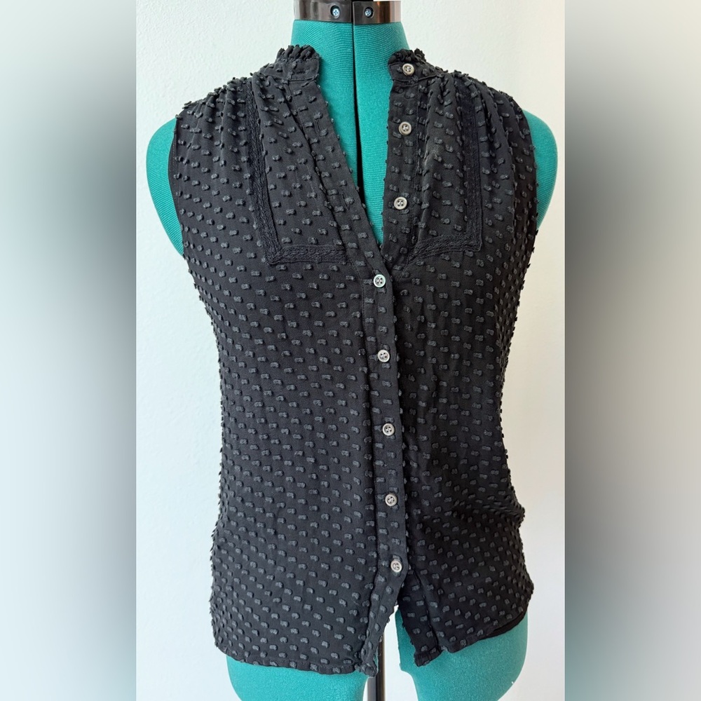 J. Crew Black Swiss Dot Button Down Shirt